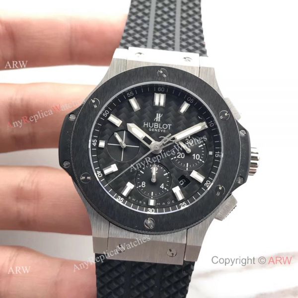 Swiss Grade Replica Hublot Big Bang 4100 Chrono watch SS Black Bezel Swiss Grade Replica Hublot Big Bang 4100 Chrono watch SS Black Bezel