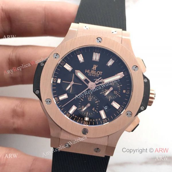 Fake Hublot Big Bang Rose Gold Chronograph Watch SWISS 4100 Fake Hublot Big Bang Rose Gold Chronograph Watch SWISS 4100