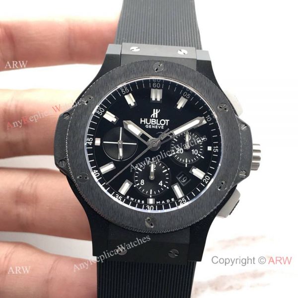 Replica Hublot Big Bang 4100 Black Steel 44mm Watch Black Bezel Replica Hublot Big Bang 4100 Black Steel 44mm Watch Black Bezel