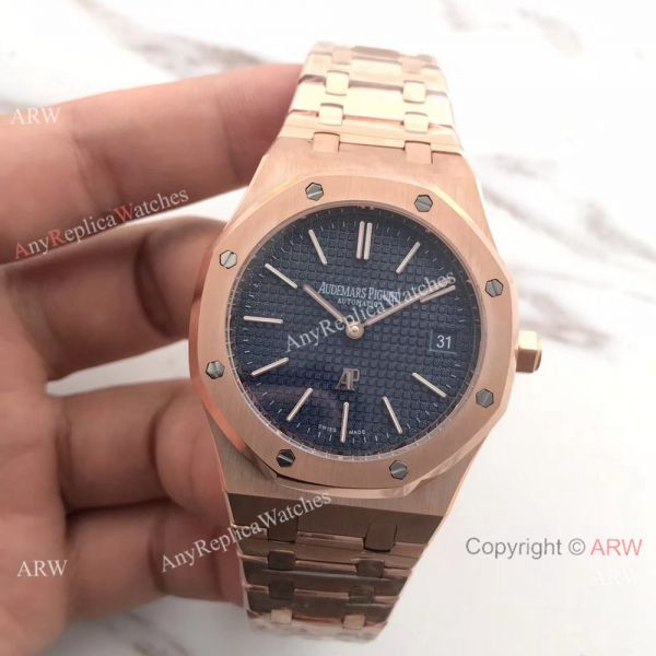 New Audemars Piguet Royal Oak Extra Thin Replica Watch 39mm Rose Gold Blue Dial New Audemars Piguet Royal Oak Extra Thin Replica Watch 39mm Rose Gold Blue Dial