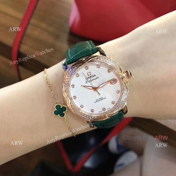 Replica Omega CO-AXIAL Lady Watch Rose Gold Diamond Bezel Replica Omega CO-AXIAL Lady Watch Rose Gold Diamond Bezel