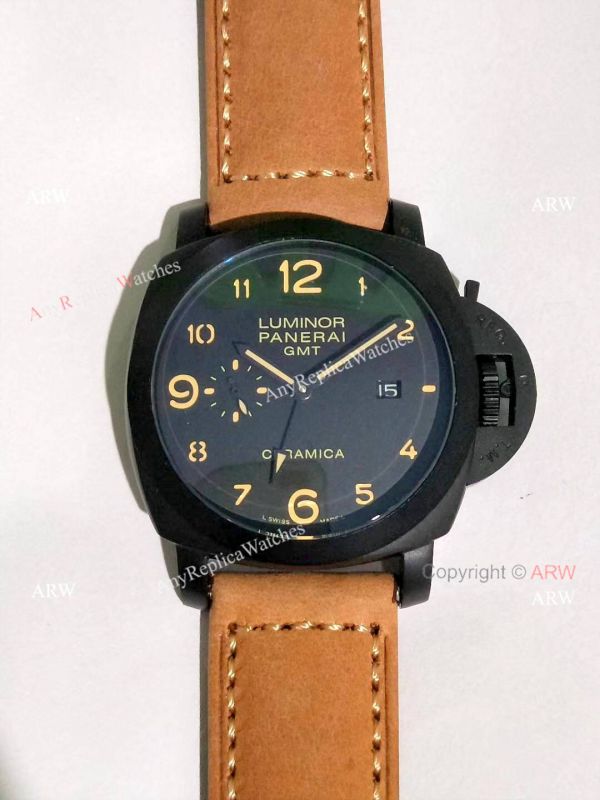 Copy Panerai Luminor GMT PAM0441 Watch Black Steel 44mm Copy Panerai Luminor GMT PAM0441 Watch Black Steel 44mm