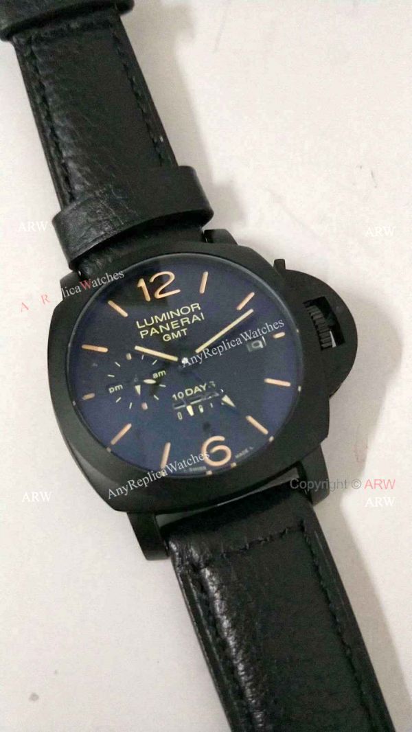 Fake Panerai Luminor 10 Days GMT Watch PAM335 Black Case Orange Markers Fake Panerai Luminor 10 Days GMT Watch PAM335 Black Case Orange Markers