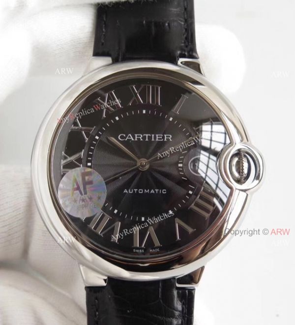 AF Factory Swiss Cartier Ballon Bleu White Dial Black Leather Strap Watch AF Factory Swiss Cartier Ballon Bleu White Dial Black Leather Strap Watch