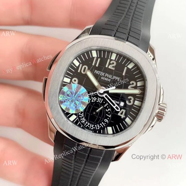 (GR) Swiss Copy Patek Philippe Aquanaut Travel Time SS Black Dial Watch 40mm (GR) Swiss Copy Patek Philippe Aquanaut Travel Time SS Black Dial Watch 40mm