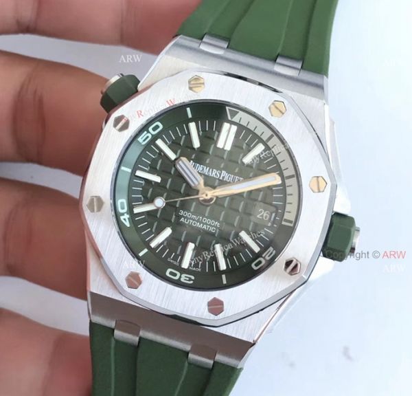 New Swiss 3120 Audemars Piguet Royal Oak Green Dial Green Rubber Band Replica Watches New Swiss 3120 Audemars Piguet Royal Oak Green Dial Green Rubber Band Replica Watches