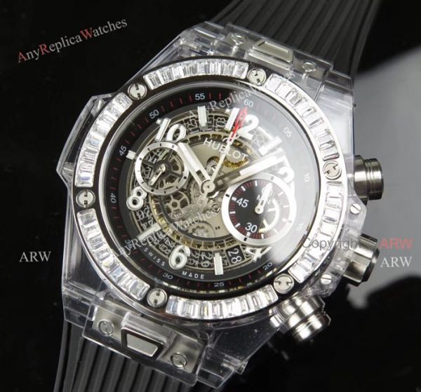 Swiss 7750 Replica Hublot Big Bang Unico Sapphire Black Rubber Band Diamond Bezel Big Band Watch Swiss 7750 Replica Hublot Big Bang Unico Sapphire Black Rubber Band Diamond Bezel Big Band Watch