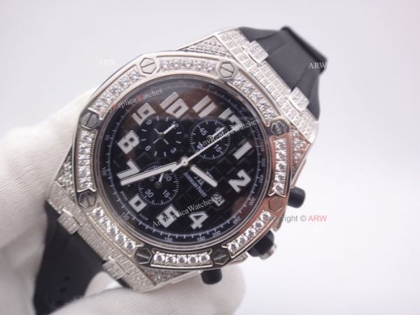 Replica Audemars Piguet Royal Oak Offshore Diamond Watch Black Dial Rubber Strap Replica Audemars Piguet Royal Oak Offshore Diamond Watch Black Dial Rubber Strap