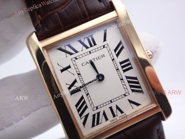 Cartier Tank Rose Gold Leather Strap Replica Watches For Sale Cartier Tank Rose Gold Leather Strap Replica Watches For Sale