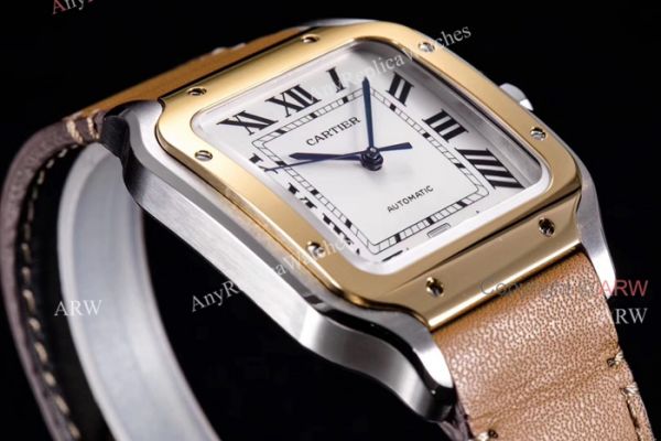 2018 New Santos De Cartier Watch Collection Cartier Santos Brown Leather Strap White Roman Dial Watches 2018 New Santos De Cartier Watch Collection Cartier Santos Brown Leather Strap White Roman Dial Watches