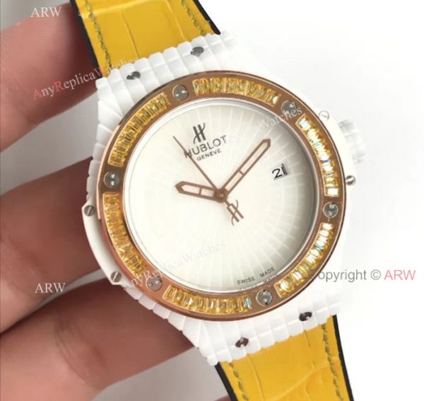 Swiss 9015 Hublot Big Bang Tutti Frutti Caviar White Rubber Strap Watches 45mm Swiss 9015 Hublot Big Bang Tutti Frutti Caviar White Rubber Strap Watches 45mm