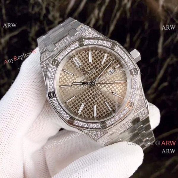 Fake Audemars Piguet Royal Oak Diamond Watches Stainless Steel Champagne Face Fake Audemars Piguet Royal Oak Diamond Watches Stainless Steel Champagne Face