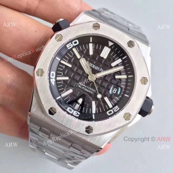 JF Factory Swiss Replica Audemars Piguet Royal Oak Offshore Diver Watch Stainless Steel Black Dial JF Factory Swiss Replica Audemars Piguet Royal Oak Offshore Diver Watch Stainless Steel Black Dial