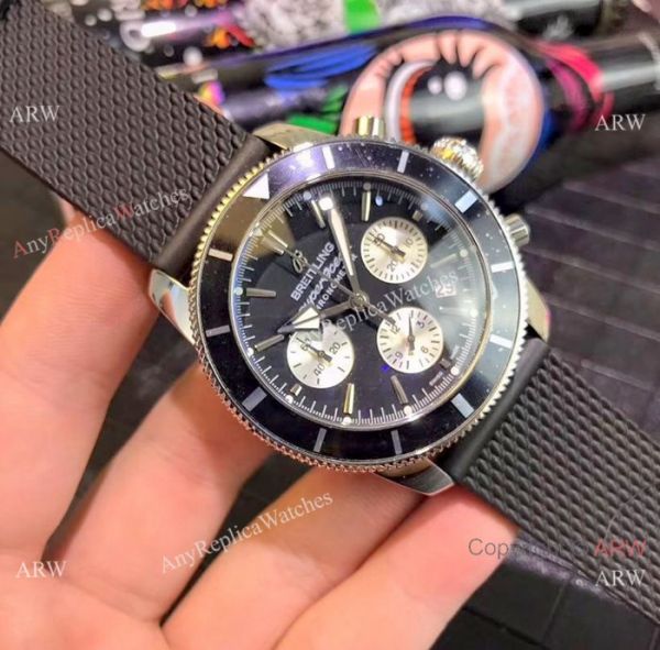 Breitling Superocean 43mm Watch SS Blue Dial Blue Rubber Strap Breitling Superocean 43mm Watch SS Blue Dial Blue Rubber Strap