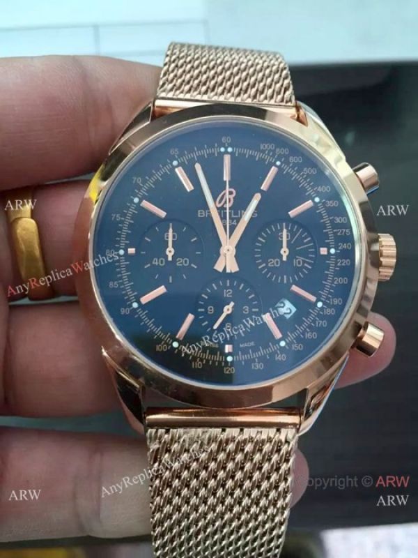 Breitling Transocean Copy watch Rose Gold Black Chronograph Watch Breitling Transocean Copy watch Rose Gold Black Chronograph Watch