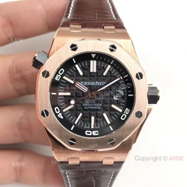 Swiss Grade Replica Audemars Piguet Divers 3120 Watch Rose Gold Black Bezel Swiss Grade Replica Audemars Piguet Divers 3120 Watch Rose Gold Black Bezel