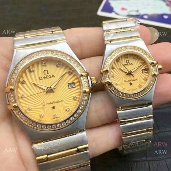 Replica Omega Constellation Diamond Bezel Two Tone Omega Couple Watch Replica Omega Constellation Diamond Bezel Two Tone Omega Couple Watch