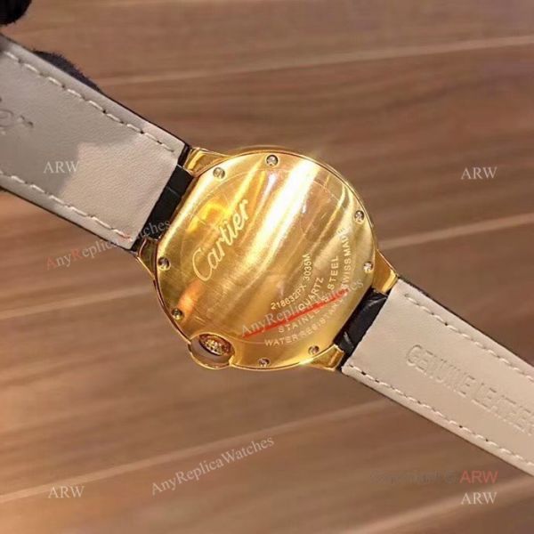 Fake Cartier Ballon Bleu 36mm Watch Gold Case White MOP Face Fake Cartier Ballon Bleu 36mm Watch Gold Case White MOP Face