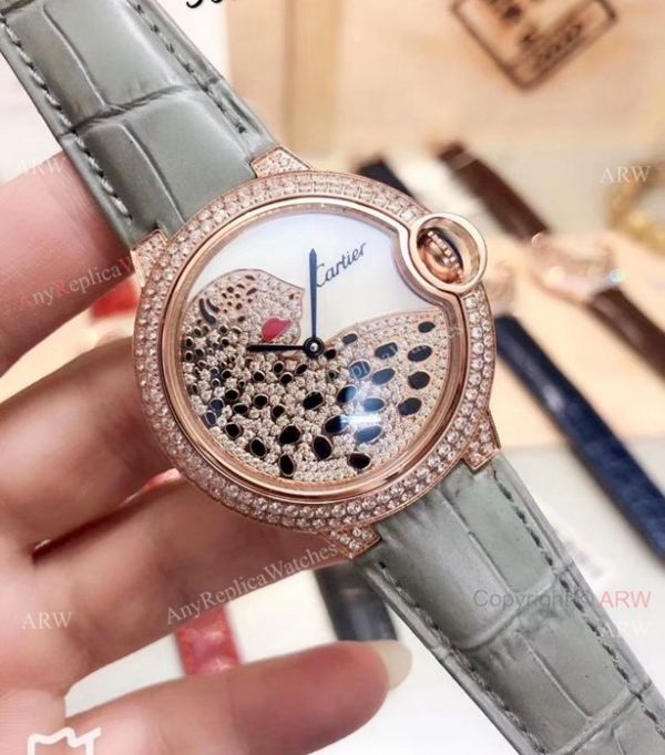 Ballon Bleu Cartier Quartz Watches Diamond Leopard Brown Bracelet Ballon Bleu Cartier Quartz Watches Diamond Leopard Brown Bracelet