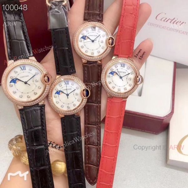 Copy Cartier Ballon Bleu Rose Gold Moonphase Watch 33mm and 36mm Copy Cartier Ballon Bleu Rose Gold Moonphase Watch 33mm and 36mm