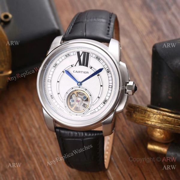 AAA Quality Cartier Calibre De Watches Black Dial Leather Strap AAA Quality Cartier Calibre De Watches Black Dial Leather Strap