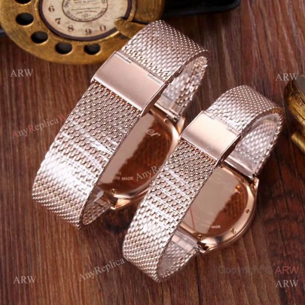 Rose Gold Cartier Drive De Quartz Watches with Moonphase Face Rose Gold Cartier Drive De Quartz Watches with Moonphase Face