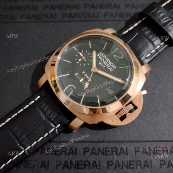 New Replica Panerai Luminor GMT power reserve Watch Rose Gold Green Markers New Replica Panerai Luminor GMT power reserve Watch Rose Gold Green Markers