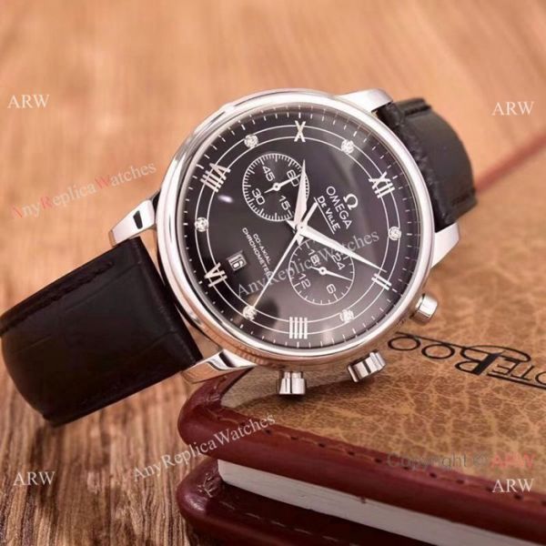 Fake Omega De Ville Chronograph Watches SS Brown Leather Strap Fake Omega De Ville Chronograph Watches SS Brown Leather Strap