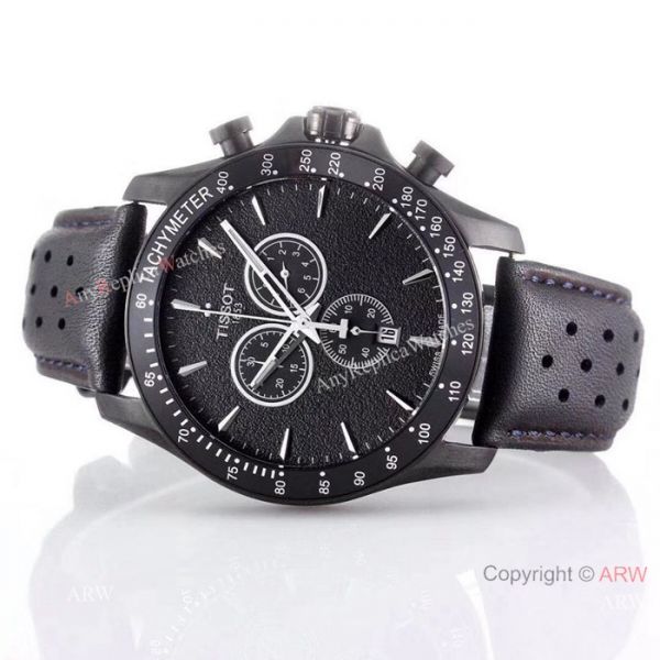 Best Quality Tissot Chronograph Watches Green Bezel Black Leather Strap Best Quality Tissot Chronograph Watches Green Bezel Black Leather Strap