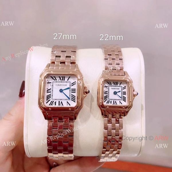 Panthere De Cartier Replica Watches Yellow Gold White Roman Dial Panthere De Cartier Replica Watches Yellow Gold White Roman Dial