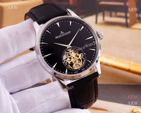 Copy Jaeger Le Coultre Flying Tourbillon Watch SS Black Dial Copy Jaeger Le Coultre Flying Tourbillon Watch SS Black Dial