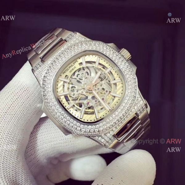Copy Patek Philippe Nautilus Ice Out Watch Stainless Steel White Hollow Copy Patek Philippe Nautilus Ice Out Watch Stainless Steel White Hollow