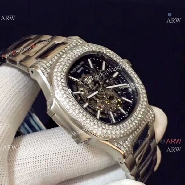 New Replica Patek Philippe Nautilus Hollow Ice Out Watch Stainless Steel New Replica Patek Philippe Nautilus Hollow Ice Out Watch Stainless Steel