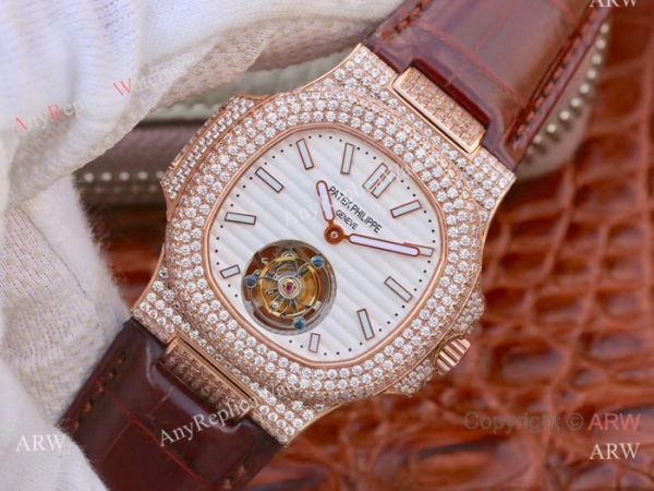 Swiss Replica Patek Philippe Nautilus Jumbo R8 Watch Rose Gold Iced Out Swiss Replica Patek Philippe Nautilus Jumbo R8 Watch Rose Gold Iced Out