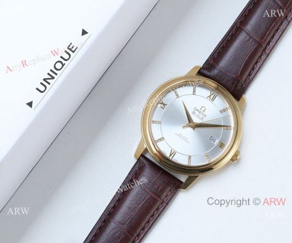 Swiss 2824 Omega De Ville Replica Watch Gold Case Silver Dial Swiss 2824 Omega De Ville Replica Watch Gold Case Silver Dial
