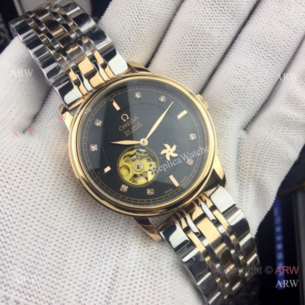 Omega De Ville Fake Watches Stainless Steel Black Dial Tourbillon 41mm Omega De Ville Fake Watches Stainless Steel Black Dial Tourbillon 41mm
