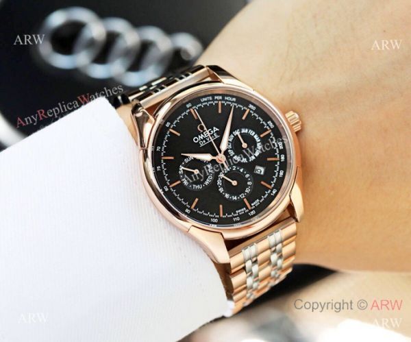 Omega De Ville Complications Omega Watch White Face Two Tone Rose Gold 41mm Omega De Ville Complications Omega Watch White Face Two Tone Rose Gold 41mm