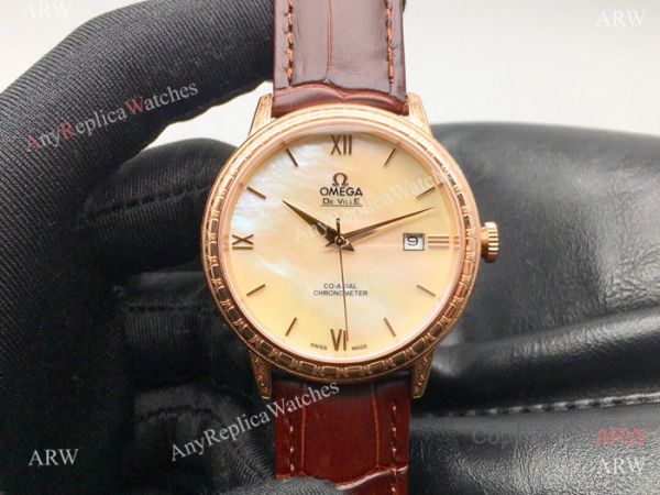 SWISS Replica Omega De Ville Rose Gold Mother of Pearl Dial Watches SWISS Replica Omega De Ville Rose Gold Mother of Pearl Dial Watches