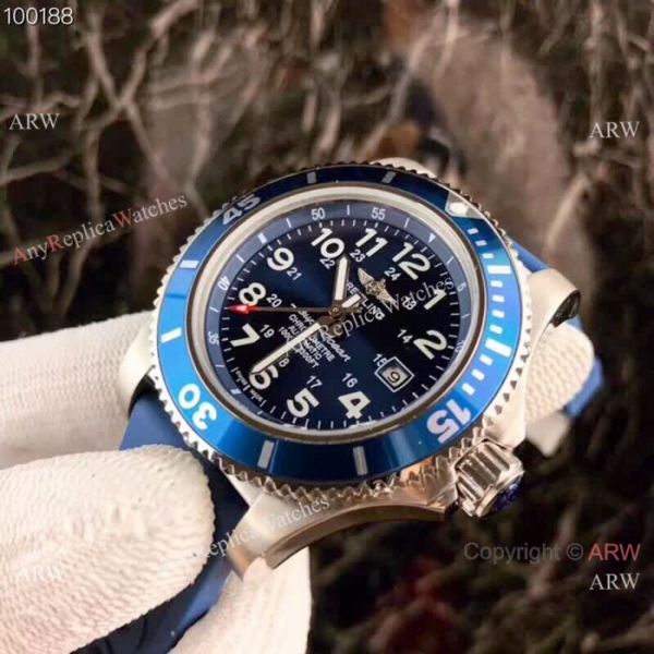 Copy Breitling Superocean II 43mm Watch Blue Dial Blue Rubber Band Copy Breitling Superocean II 43mm Watch Blue Dial Blue Rubber Band