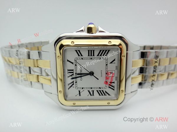 Panthere De Cartier Silver Dial Two Tone Men Watch 38mm Panthere De Cartier Silver Dial Two Tone Men Watch 38mm