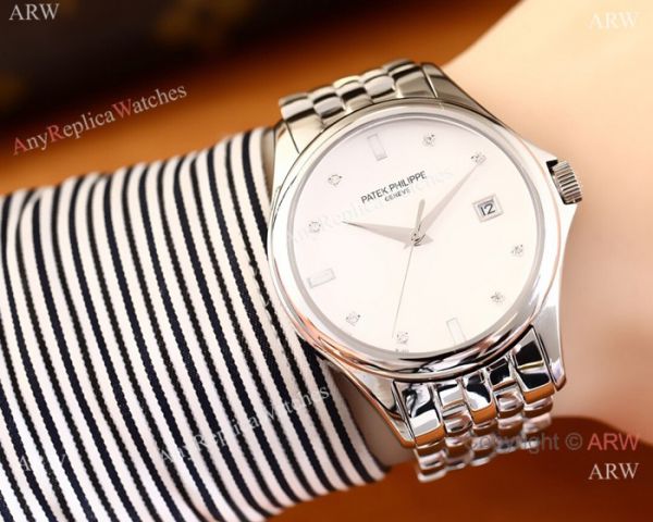 Patek Philippe Geneve Calatrava Replica Watch 2-Tone White Dial Patek Philippe Geneve Calatrava Replica Watch 2-Tone White Dial