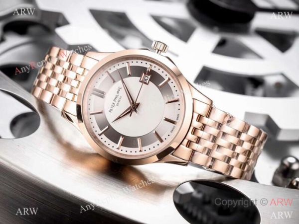 Fake Patek Philippe Calatrava White Dial Two Tone Rose Gold Watches Fake Patek Philippe Calatrava White Dial Two Tone Rose Gold Watches