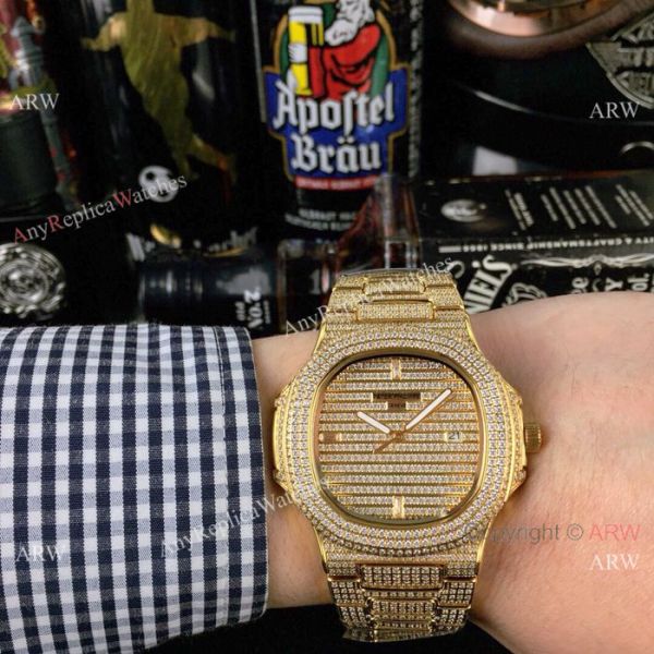 Iced Out Patek Philippe Nautilus Replica watch Quartz Movement Iced Out Patek Philippe Nautilus Replica watch Quartz Movement