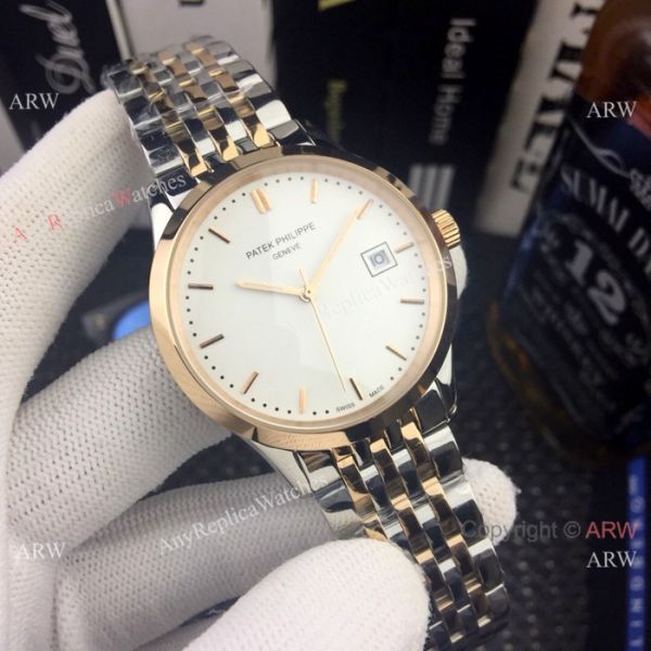 Patek Philippe Calatrava Men Watch Black Dial Two Tone Rose Gold Patek Philippe Calatrava Men Watch Black Dial Two Tone Rose Gold