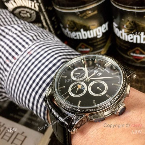 Fake Patek Philippe Geneve Complications 43mm Watch Tattoo case Fake Patek Philippe Geneve Complications 43mm Watch Tattoo case