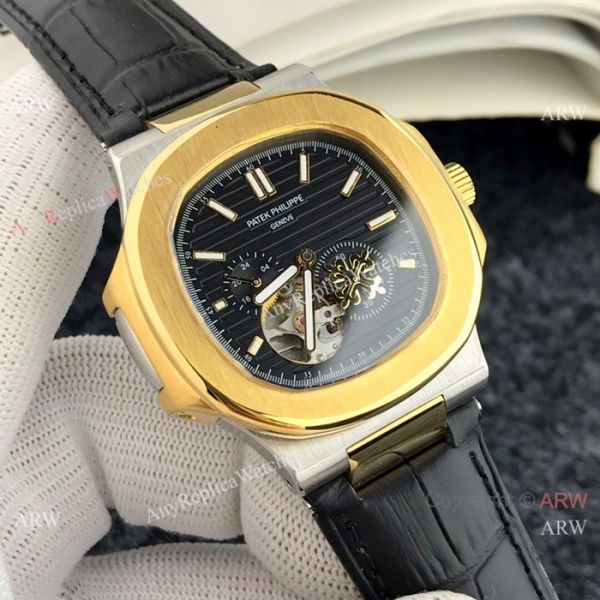 Patek Philippe Nautilus White Face with Tourbillon Gold Case Watch Patek Philippe Nautilus White Face with Tourbillon Gold Case Watch