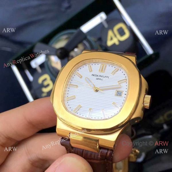 Patek Philippe Nautilus Replica Watches Rose Gold Brown Leather Strap Patek Philippe Nautilus Replica Watches Rose Gold Brown Leather Strap
