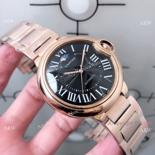 Cartier Ballon Bleu Stainless Steel Black Moonphase Watch New Replica Cartier Ballon Bleu Stainless Steel Black Moonphase Watch New Replica