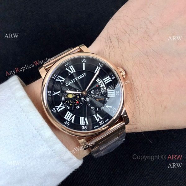 New Cartier Rotonde de Moon phase Stainless Steel Black Watch 40mm New Cartier Rotonde de Moon phase Stainless Steel Black Watch 40mm
