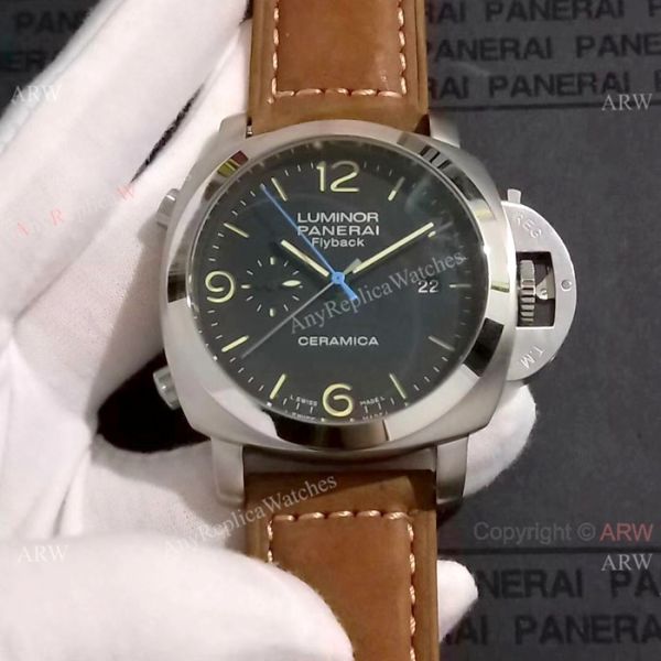 Copy Panerai Luminor FLYBACK SS Brown Leather Band Watch PAM524 Copy Panerai Luminor FLYBACK SS Brown Leather Band Watch PAM524
